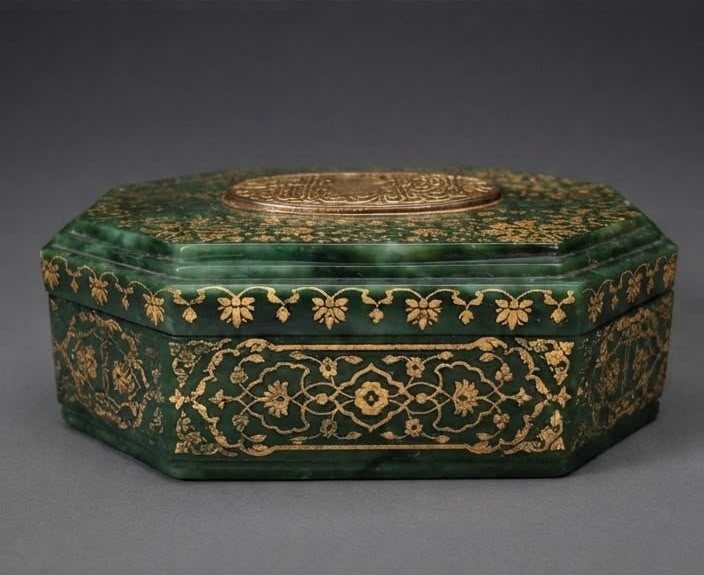 Rare Islamic jade-stone box
